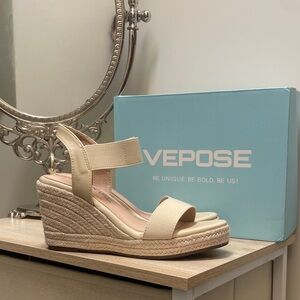Vepose Beige Wedge Sandals for Women